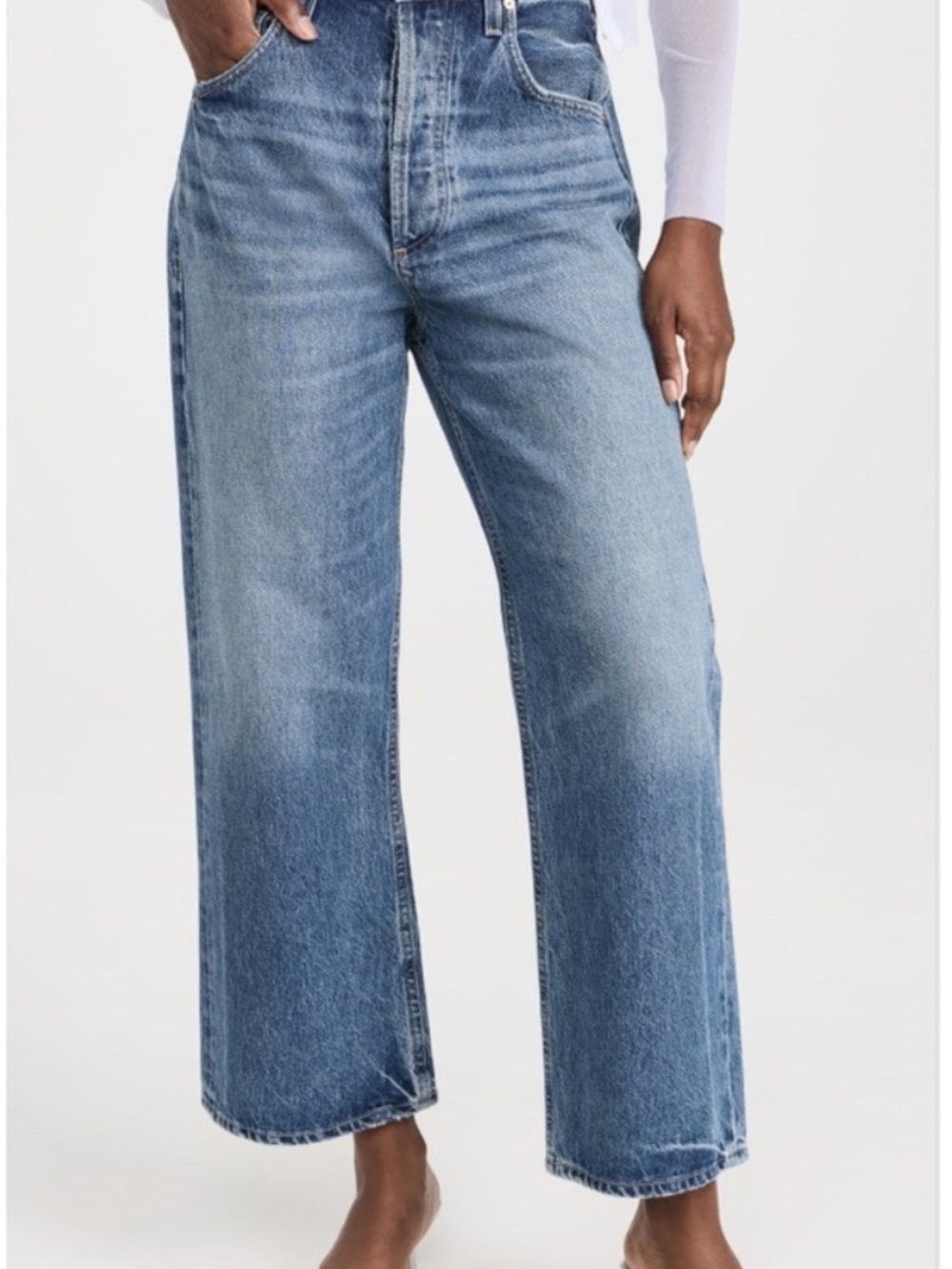 Citizens Of Humanity Wide Ankle Crop Jeans — Blue Denim